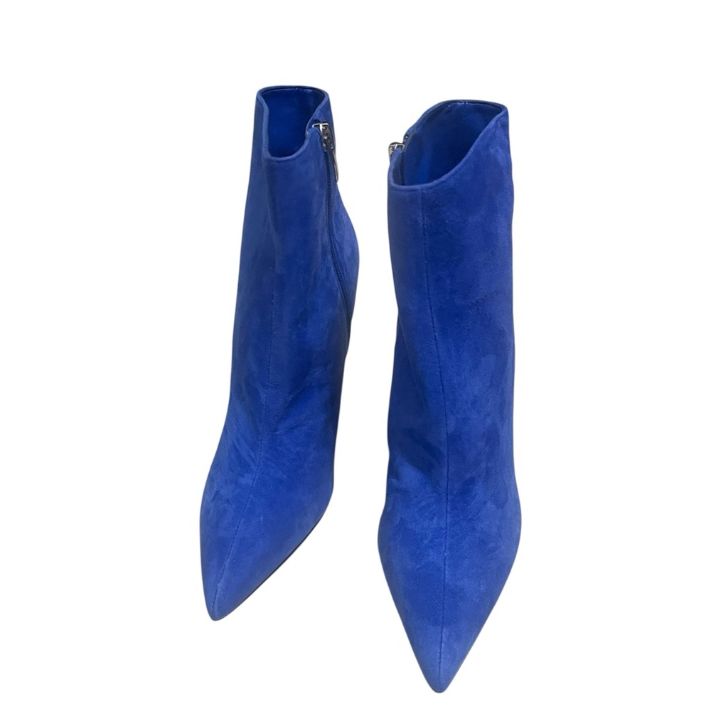 💜💜🌼NWOT NINE WEST Womens Blue Padded Farrah Pointed Toe Stiletto Zip-Up Leather